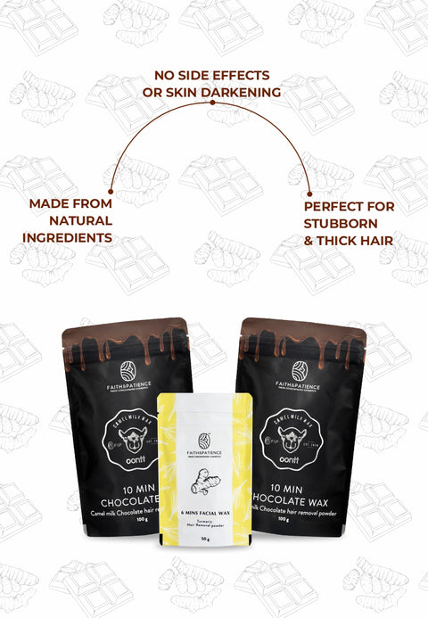 2 Full Body Chocolate Wax + 1 Turmeric Facial Wax