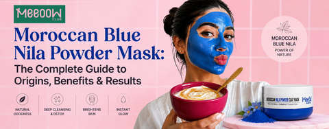 moroccan blue nila powder mask for face and skin, blog thumbnail
