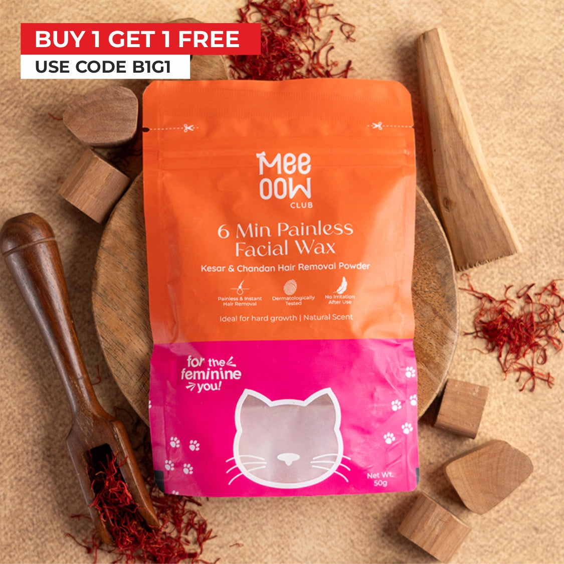 4-in-1 Kesar & Chandan Facial Hair Removal Powder Mask