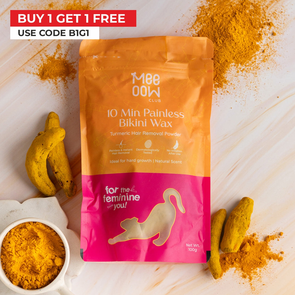 4-in-1 Turmeric Bikini Hair Removal Powder Mask