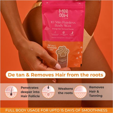 Orange Body Hair Removal Powder Wax