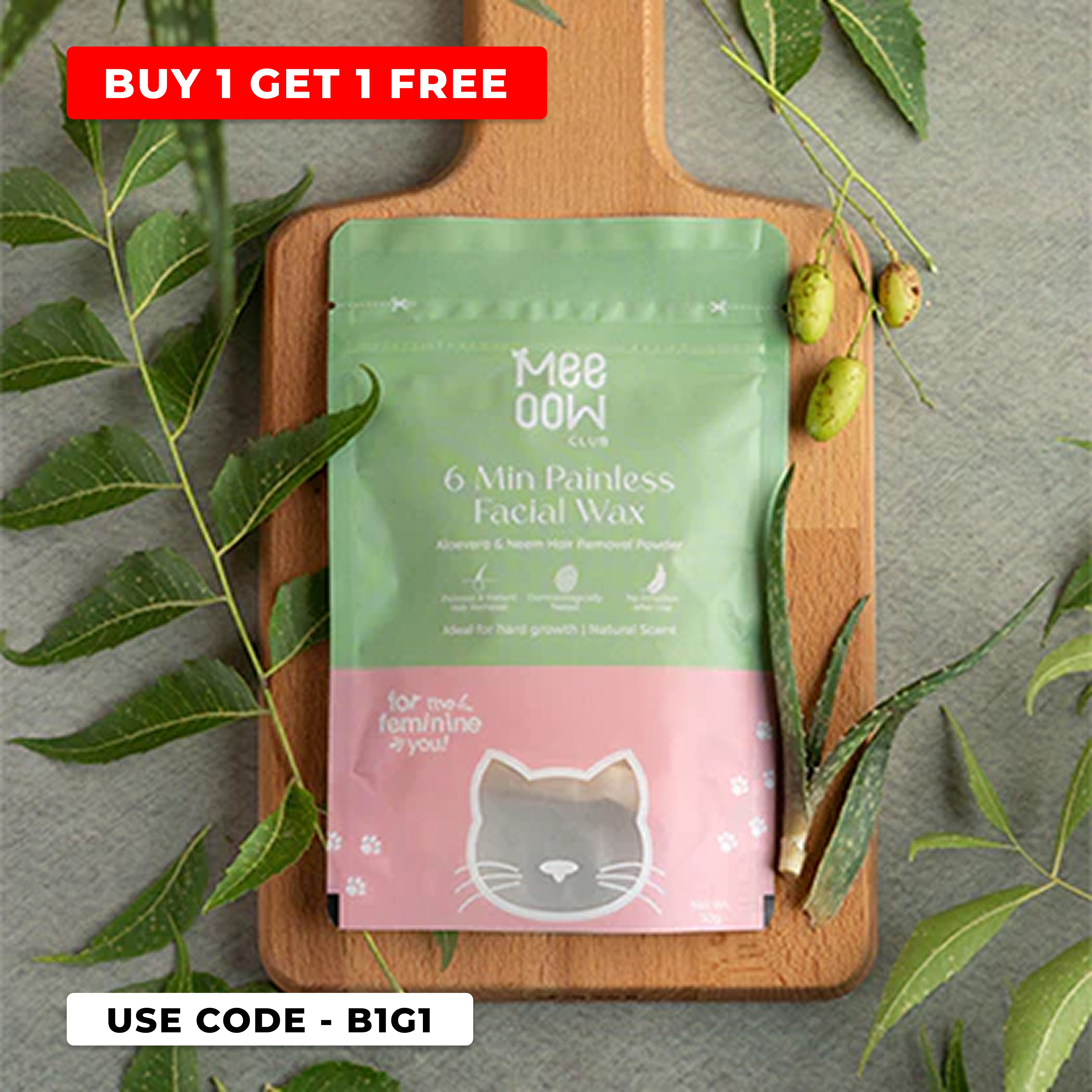4-in-1 Aloevera & Neem Facial Hair Removal Powder Mask