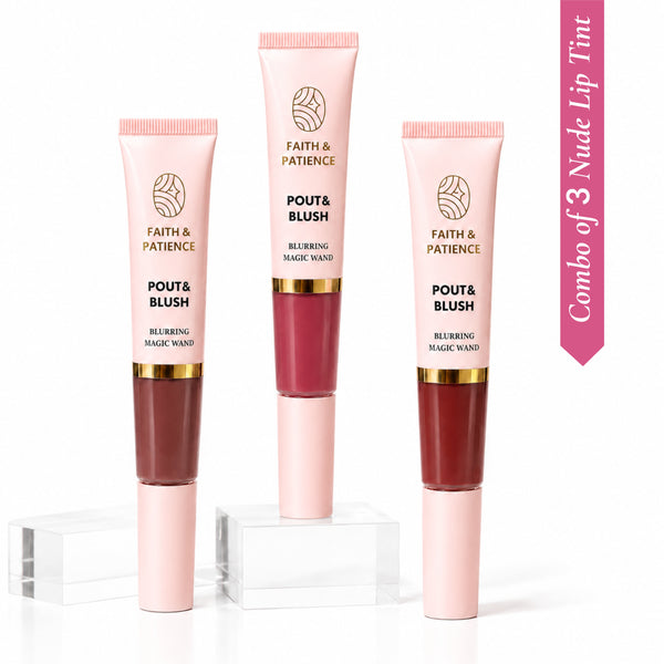 Pout & Blush Nude Lip & Cheek Blurring Wand – Combo of 3