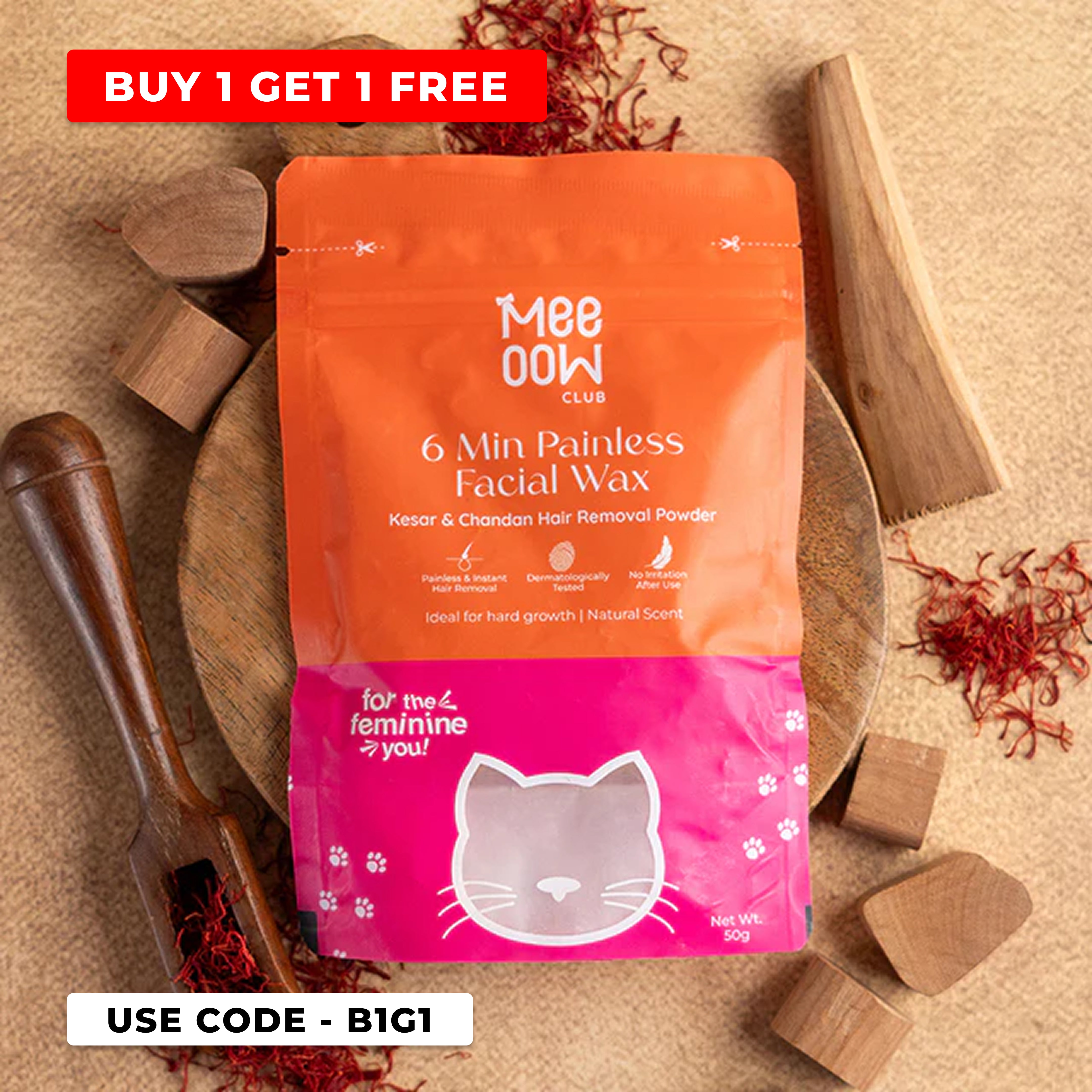 4-in-1 Kesar & Chandan Facial Hair Removal Powder Mask