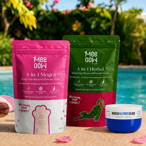 Herbal Bikini Hair Removal Mask + Mogra Body Hair Removal Mask + Morrocon Nila Powder Clay Mask - Combo of 3