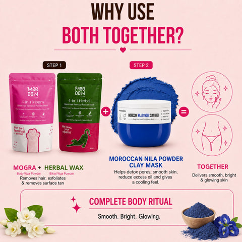 Herbal Bikini Hair Removal Mask + Mogra Body Hair Removal Mask + Morrocon Nila Powder Clay Mask - Combo of 3