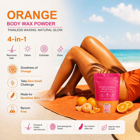 Chocolate Bikini Hair Removal Mask + Orange Body Hair Removal Mask + Pink Glow Detan Clay Mask - Combo of 3