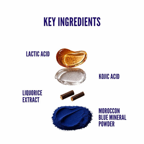 Key ingredients in Moroccan Nila Powder - Kojic Acid, Lactic Acid, Licorice and Moroccan Blue Mineral Powder